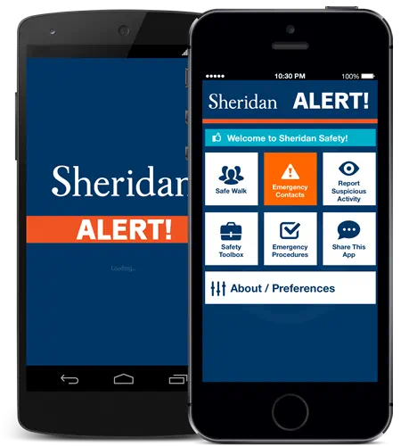 谢里丹警报!app在Android和iPhone移动设备上显示